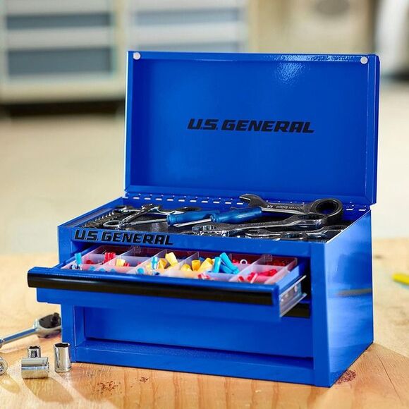 U.S. GENERAL Mini Steel Toolbox, Blue - Picture 1 of 4